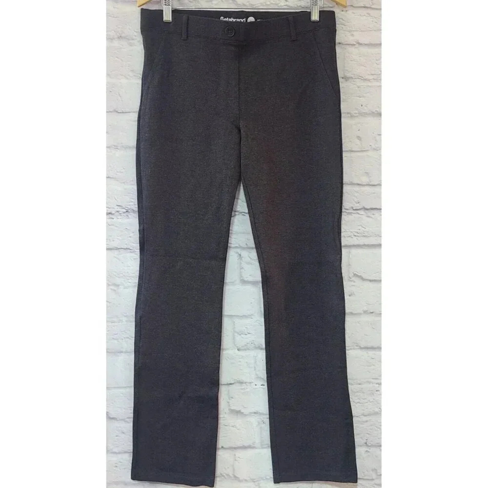 Betabrand Classic Dress Yoga Pant Women Large Heather Charcoal Gray Straight Leg